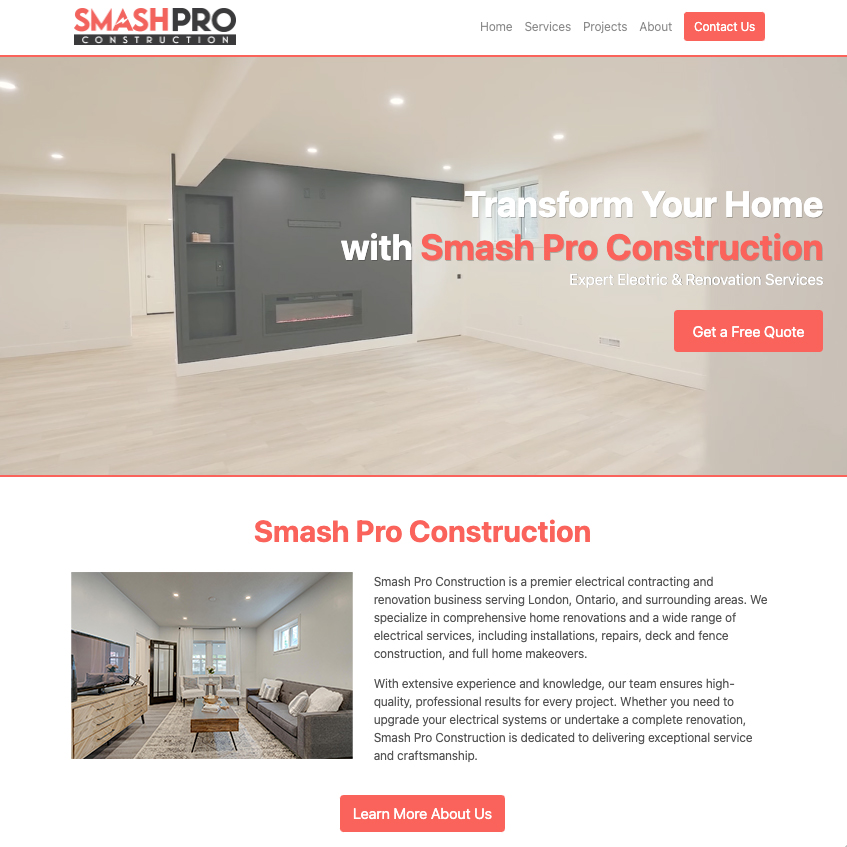 Smash Pro Construction website